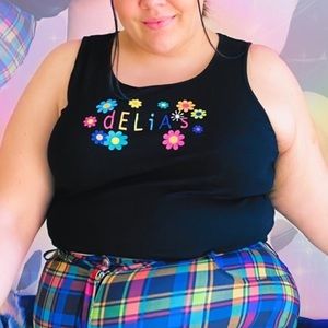 🌸🌈Delias rainbow floral ribbed tank top crop top